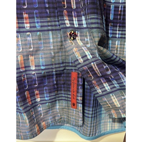 Luchiano Visconti Men's XXL Long Sleeve Button Down Cotton Blend Blue Multi NWT - Picture 10 of 16